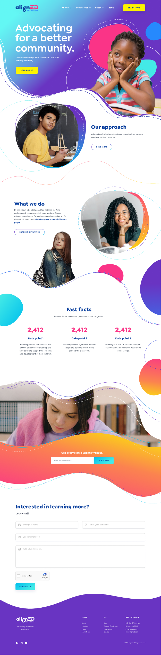 Aligned responsive website, screen 2