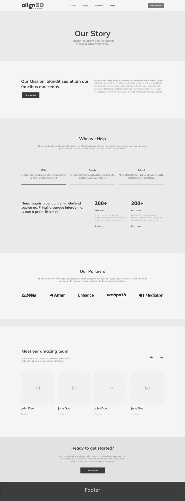 Aligned responsive website, screen 3
