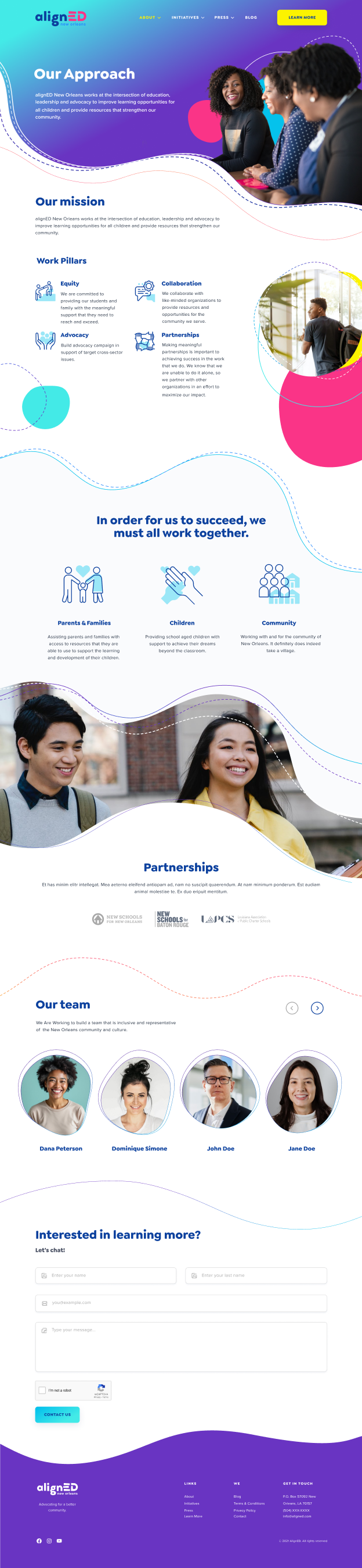 Aligned responsive website, screen 4