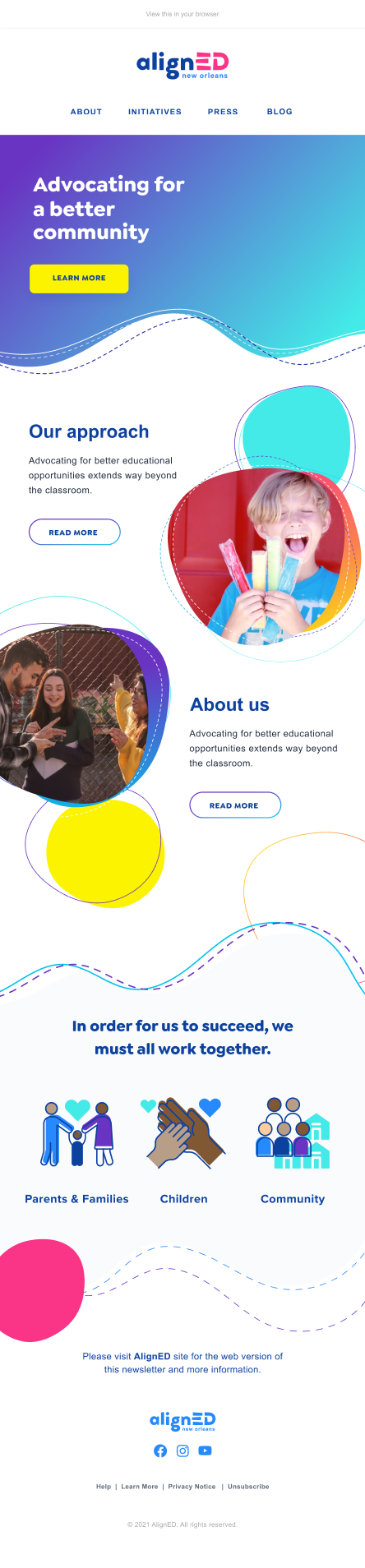 Aligned responsive website, screen 5